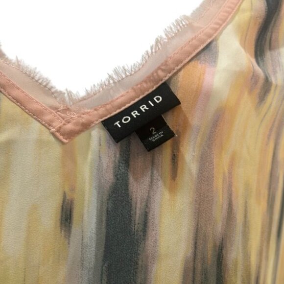 Torrid 2X Georgette Tank Top | Stripe White | Chiffon Trim | Plus Size 2X - Picture 12 of 16